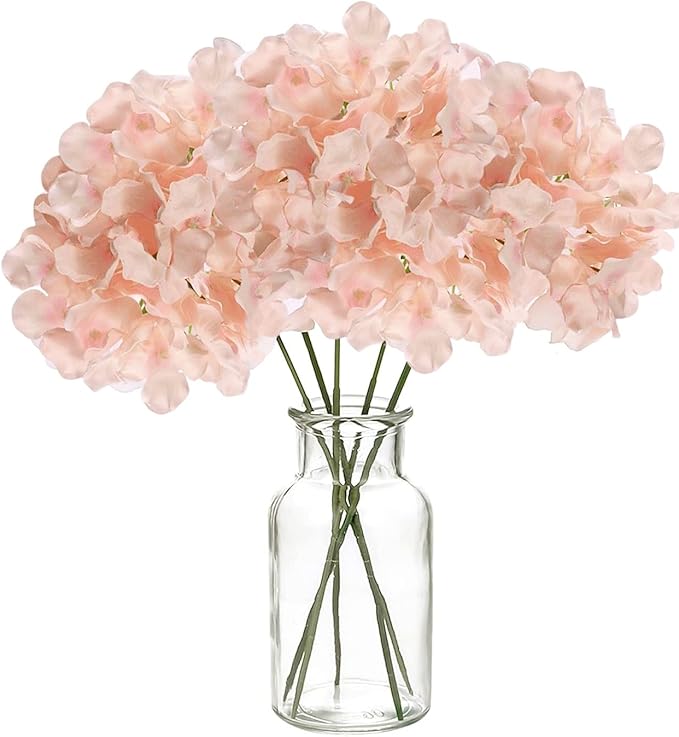 WEISPARK 100PCS Artificial Hydrangea Flowers, Fake Flowers Silk Hydrangea Full Flowers Heads with Stems for Wedding Home Party Shop Baby Shower Decor (Light Pink)