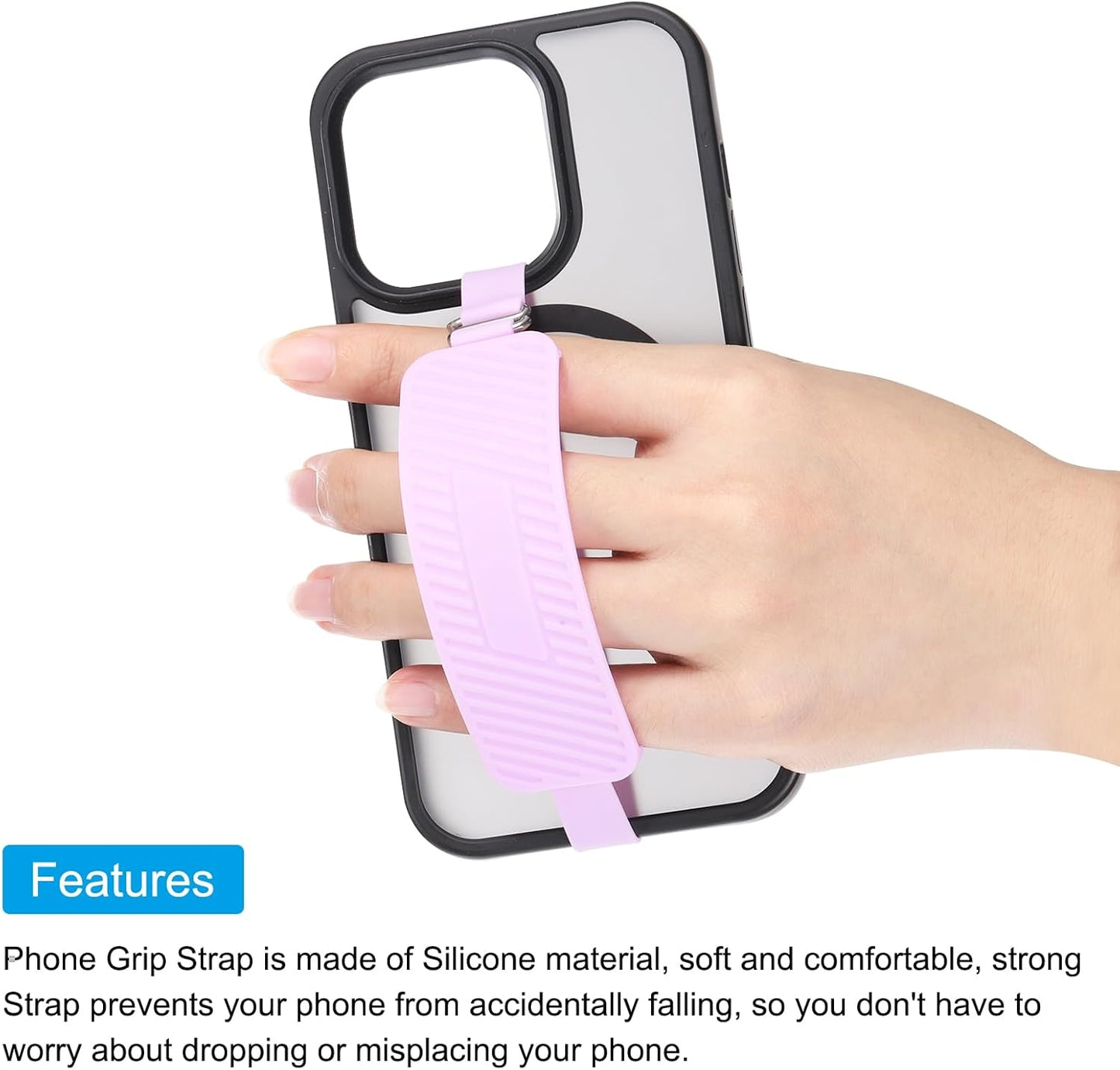 MECCANIXITY Phone Grip Strap, Portable Wrist Strap Silicone Elastic Cord with Handle for Phone Case, Mint Green