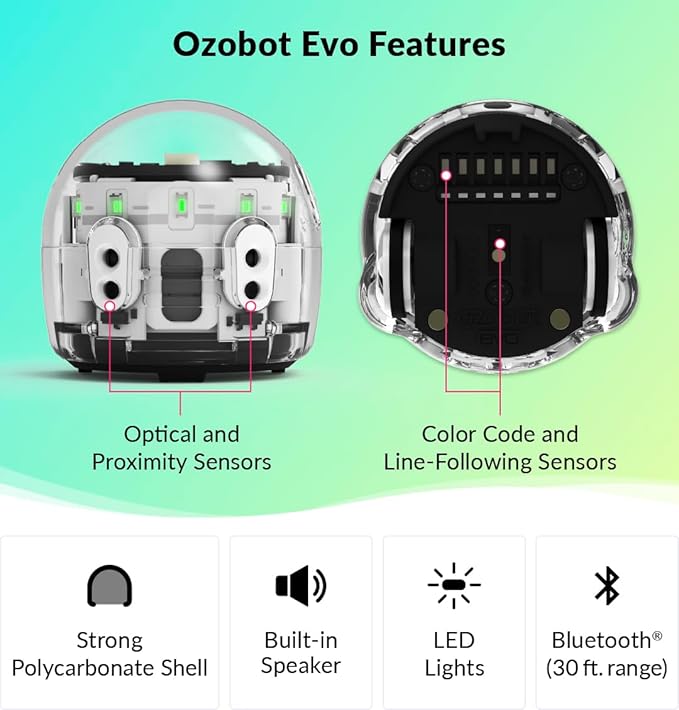 Evo Classroom Kit (12 Bots): Interactive Coding Robot, Kids Ages 5+, Includes 12 Evo Robots, Color Code Markers, Charging Cradle, Bot Stickers, Access to 700+ STEAM Lessons, Educators & Parents