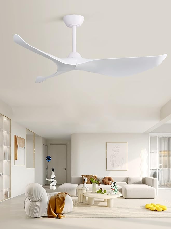 Sofucor Ceiling Fan Without Light, 52 Inch Low Profile Flush Mount Modern Ceiling Fan with Remote for Indoor Farmhouse Bedroom Living Room Outdoor Patio Porch, Reversible DC Motor, Noiseless