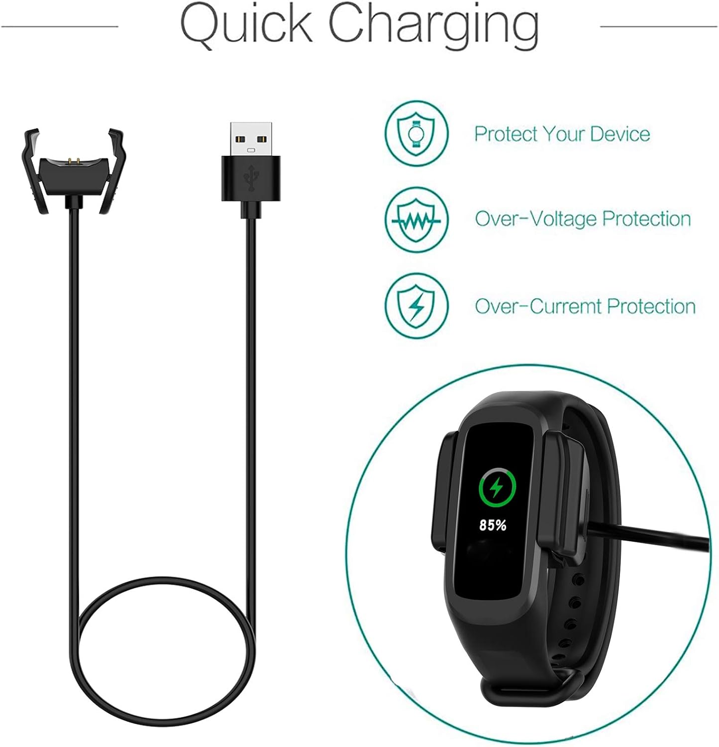 FitTurn Charger for Oppo Band Activity Fitness Tracker, 3.3ft USB Charger Adapter Charge Cord Dock, Black