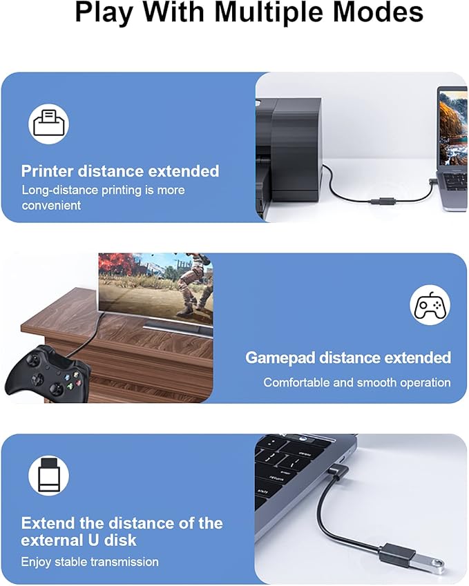 SuperSpeed USB 3.0 Male to Female Extension Data Cable Left Angle 2PCS (20CM,8IN)(Notice:pls Check The Left Angle in Picture)