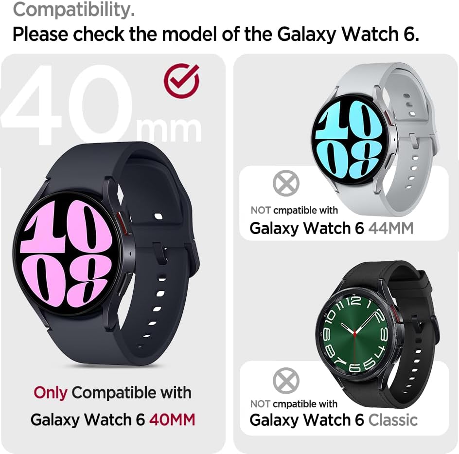 Miimall Waterproof Case for Samsung Galaxy Watch 6 40mm, Hard PC Bumper with Tempered Glass Screen Protector, Frosted