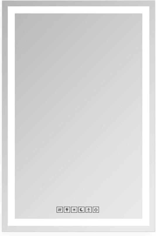 Fab Glass and Mirror LED Mirror 30x60 Inches, Led Bathroom Mirror with Lights Front and Backlit Anti-Fog Memory Brightness, Three Color Options Frameless Wall Mounted Bathroom Vanity Mirror