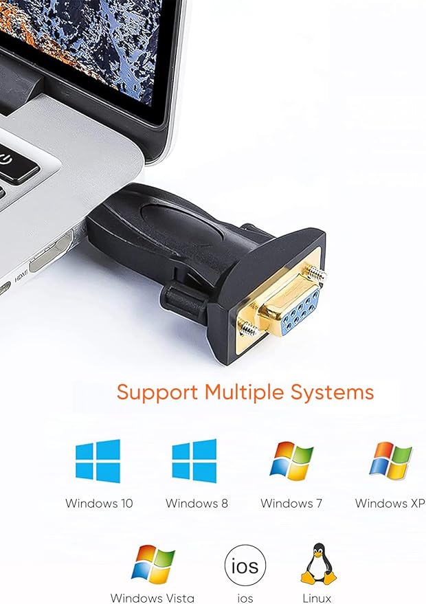 CableCreation USB to RS232 Adapter with PL2303 Chip, USB to DB9 Serial Female Converter Compatible with Windows 10, 8.1, 8, 7, Vista, XP, Linux and Mac OS X 10.6 and Above,Black