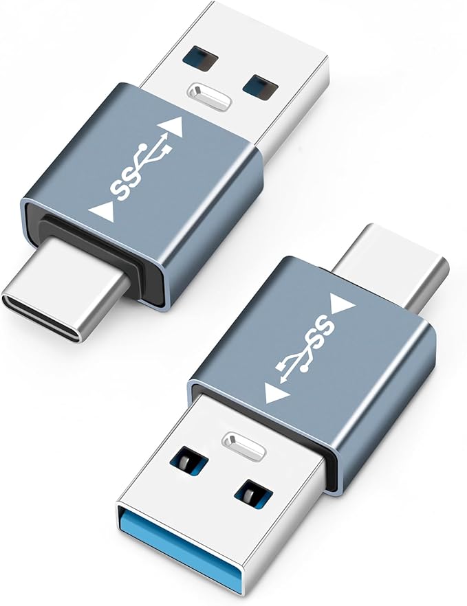 USB 3.1 Male to USB C Male Adapter (2 Pack), USB A to USB C Connector, 10G Data Transfer for Smartphone,Tablet, Laptop, Power Bank