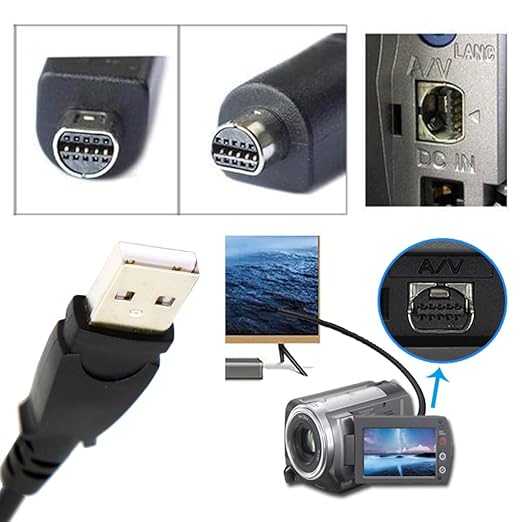 NFHK VMC-15FS 10pin to USB Data Sync Cable for Sony Digital Camcorder Handycam