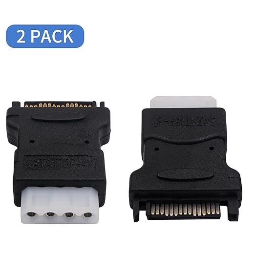 Duttek Molex to SATA Power Adapter, SATA Male to 4Pin Female Power Adapter Converter Connect for Hard Drives (2 Pack)