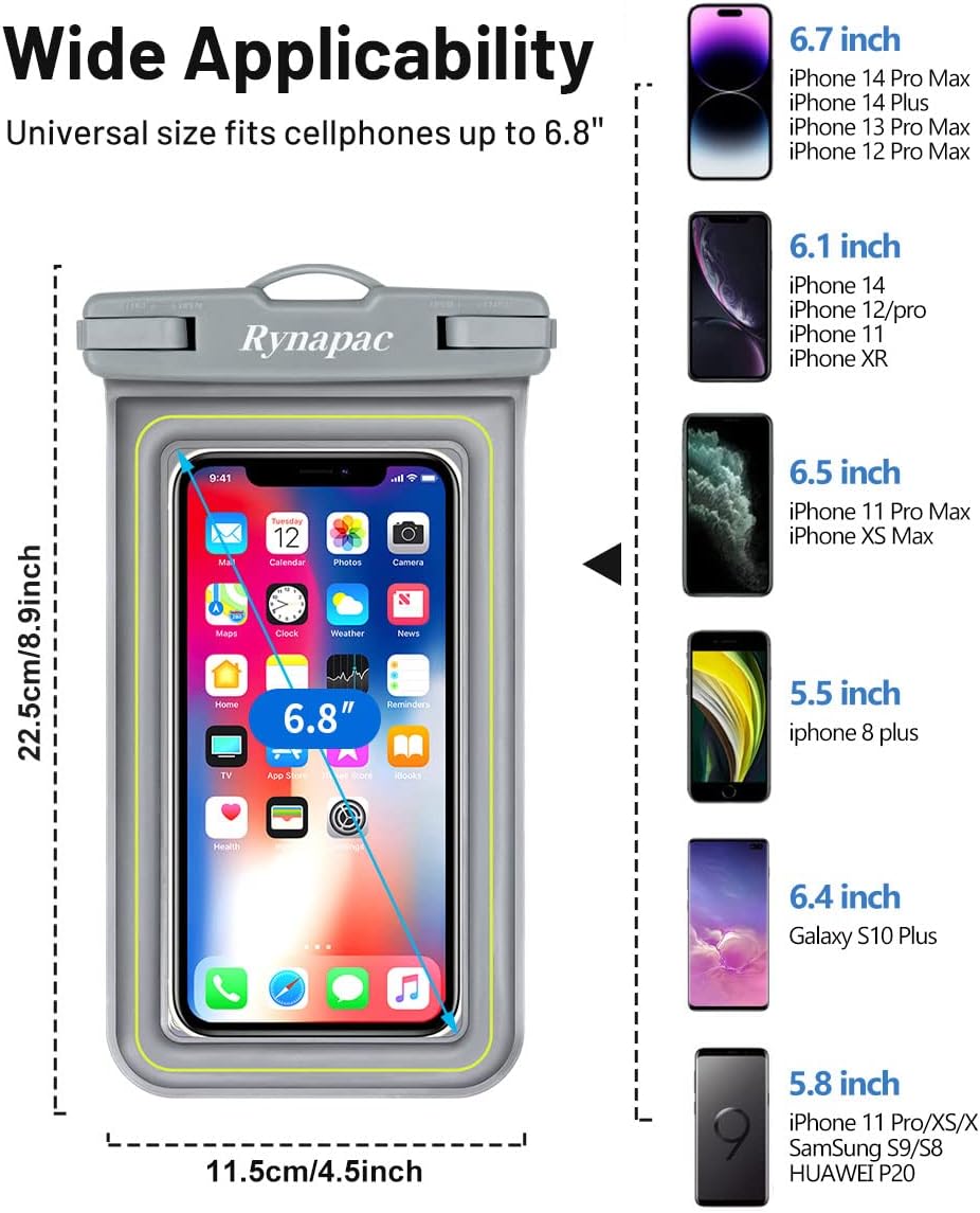 IP68 Waterproof Phone Pouch/Case, Floating Phone Case for iPhone 14 13 12 11 Pro Max XS Plus Samsung Galaxy, Beach