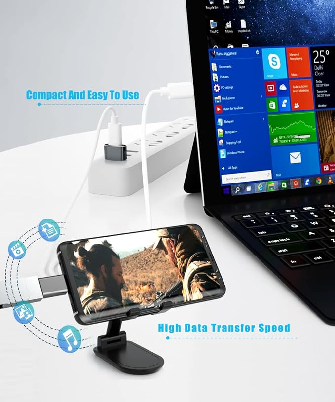 Elebase USB to USBC Adapter with Type C OTG Adaptor Set 4Pack,USBA Male to C Female Converter for Galaxy S24 S23 Plus Ultra FE,Z Fold Flip 7 6,Galaxy Tab S10 S9,Google Pixel 9 8,AirPods 4