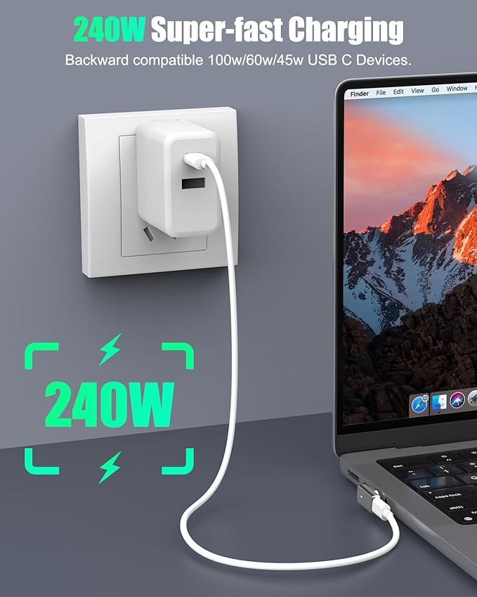 MoKo 240W USB C Magnetic Adapter 2Pack, Right Angle Magnetic Breakaway USB C Adapter with Fast Charge USB4 40Gbps 8K 60Hz Video for Thunderbolt 3/4, MacBook Pro/Air/ROG Ally/Steam Deck/PS5 PSVR2, Flat