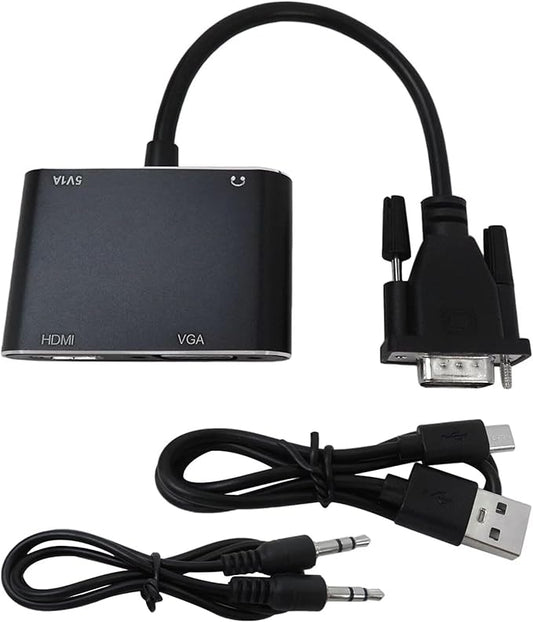 New VGA to HDMI+VGA Adapter for Dual Monitors, VGA to HDMI Adapter Splitter 2 in 1,1080P@60HZ Full HD Display Video Converter for PC Laptop Link Monitor/HDTV/Projector