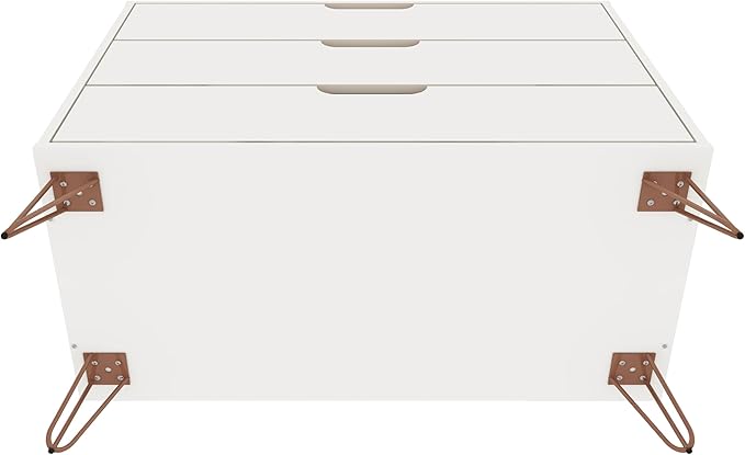 Manhattan Comfort Rockefeller 3 Drawer Dresser for Bedroom Storage, Nursery, Closet, Living Room, Entryway, TV Stand for Screens up to 32 Inches, Anti-Tip Kit Included, Set of 1, White