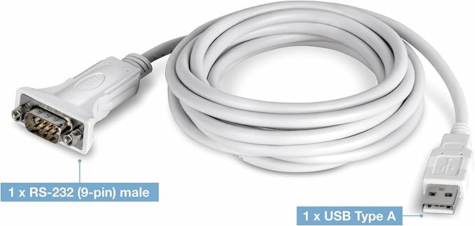 TRENDnet USB to Serial 9-Pin Converter Cable, TU-S910, USB to RS232 Serial Adapter, Supports Windows & Mac, USB1.1, USB2.0, USB3.0, 3m (10 ft.) Cable Length, Plug & Play, White