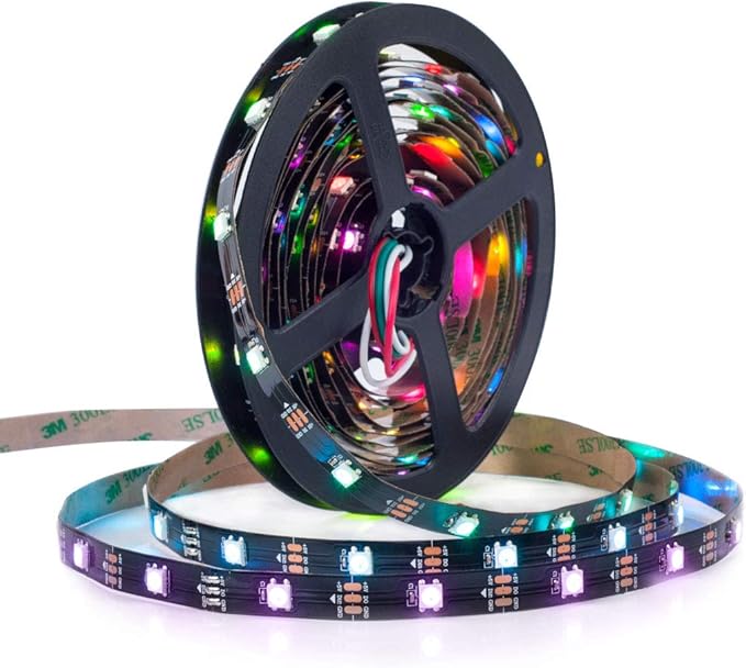 BTF-LIGHTING WS2812B RGB ECO LED Strip, Chasing Effects 5050SMD Individually Addressable 16.4FT 30Pixels/m 150Pixels Flexible Dream Color IP30 for Bedroom DIY Project DC5V(No Adapter or Controller)