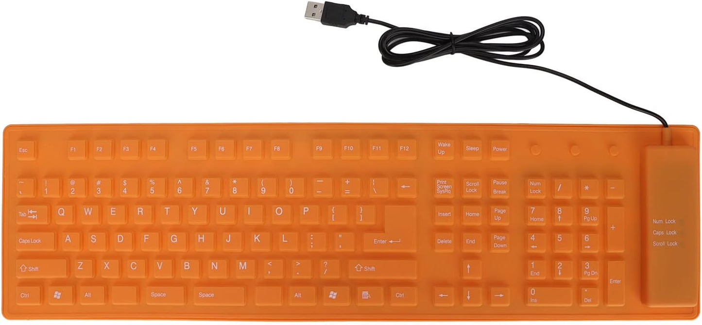 Zopsc 108 Keys Foldable Silicone Keyboard, USB Wired Rollup Waterproof Silent Typing Keyboard for PC Notebook Laptop