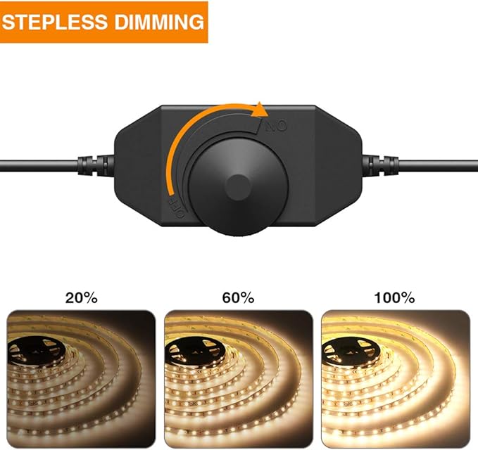 Warm LED Strip Lights,Onforu16.4ft Dimmable Strip Lighting,3000K 5m 12v Tape Light, 2835 LEDs Flexible Warm White Rope Light for Home,Kitchen,Under Cabinet,Bedroom, Christmas Decor, Non-Waterproof