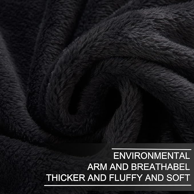 Polar Fleece Blanket Travel Size Lightweight Throw for The Bed Extra Soft Brush Fabric Super Warm Sofa Blanket 50"x 61"(Black Travel)