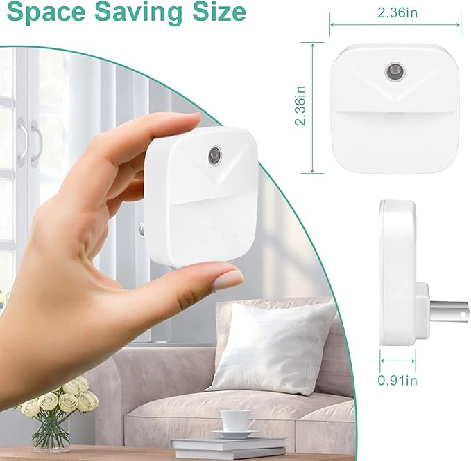 6 Pack Night Light Plug in, LED Nightlights Smart Dusk to Dawn Sensor, Plug into Wall Nightlights Suitable for Bedroom, Bathroom, Hallway, Kitchen, Stairs, Kids Room, 3pcs Warm White & 3pcs White