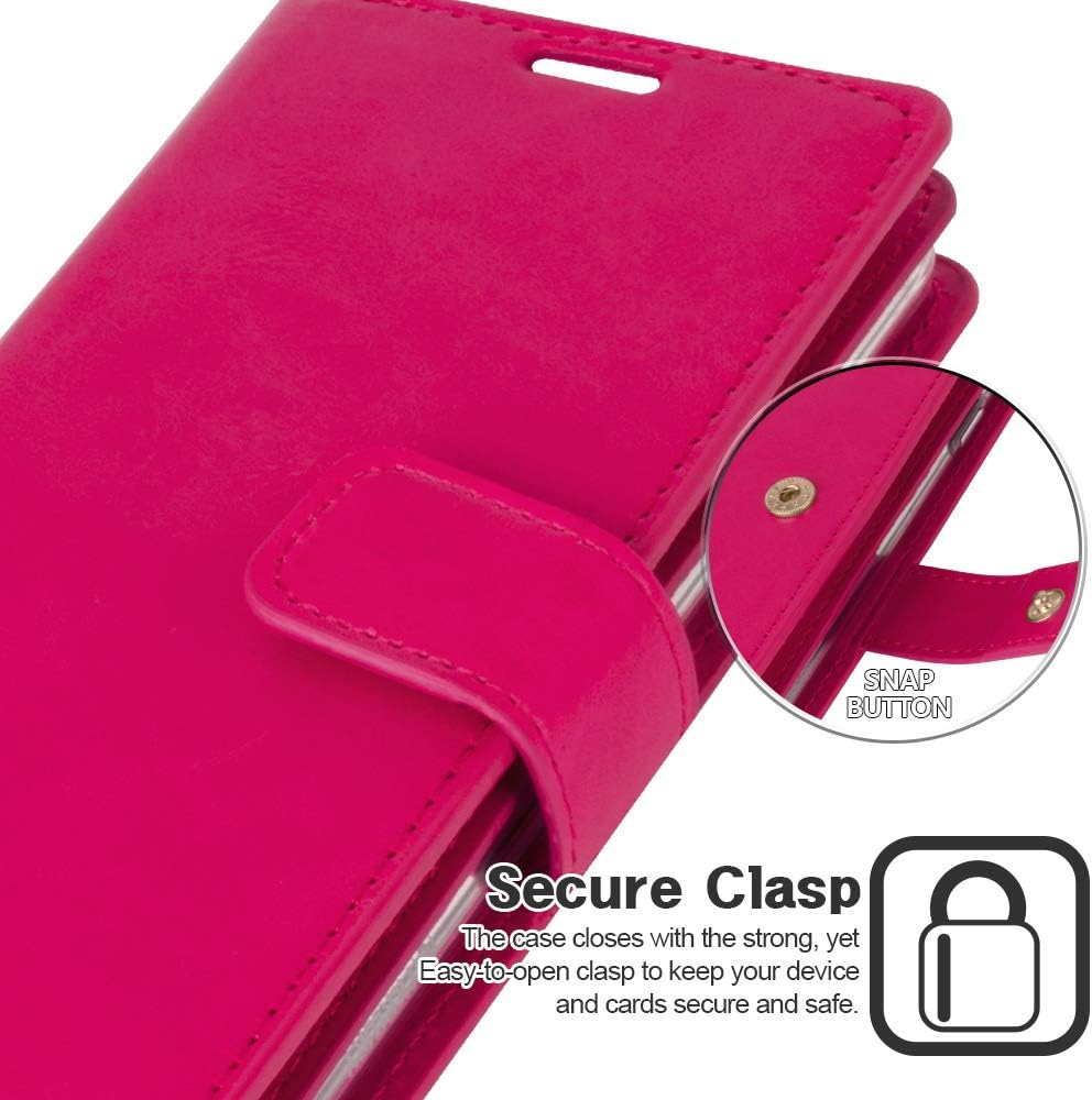 GOOSPERY Mansoor Wallet Case for Samsung Galaxy S10 Plus (2019) - Hot Pink Double Sided Card Holder Flip Cover