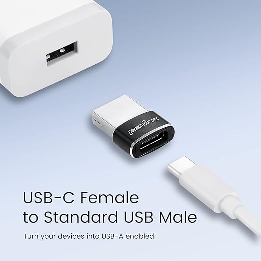 Perixx PERIPRO-408 USB C Female to USB A Male Adapter - Data Transfer & Charging Adapter for iPhone 12 13 Mini Pro, Galaxy Note, iPad & Pixels Smartphone