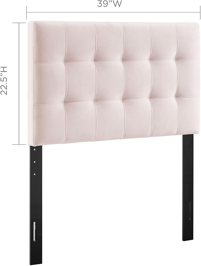 Modway Lily Biscuit Tufted Twin Performance Velvet Headboard, Pink