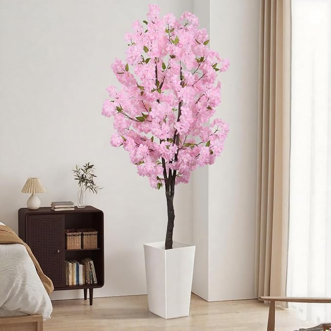 Pink Artificial Cherry Blossoms Tree Faux Cherry Blossom Tree Indoor Beautiful Trees for Home Decor