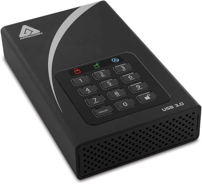Apricorn 8TB Aegis Padlock DT 256-Bit Encryption USB 3 Hard Drive (ADT-3PL256-8000)