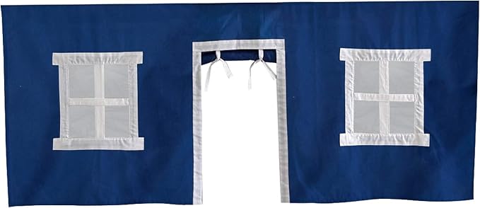 Max & Lily Underbed Privacy Curtain for Low Bunk/Loft Bed, 2 Panel Play Curtain Set - Hot Blue/White Cotton