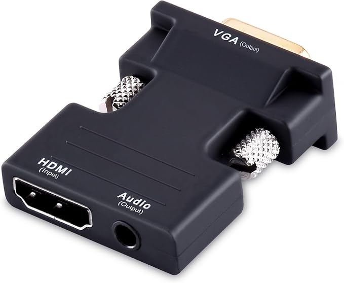 Tendak Active 1080P Female HDMI to VGA Male Converter Adapter Dongle with 3.5mm Stereo Audio Portable HDMI Connector for Laptop PC PS3 Xbox STB Blu-ray DVD TV Stick