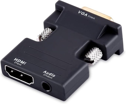 Tendak Active 1080P Female HDMI to VGA Male Converter Adapter Dongle with 3.5mm Stereo Audio Portable HDMI Connector for Laptop PC PS3 Xbox STB Blu-ray DVD TV Stick