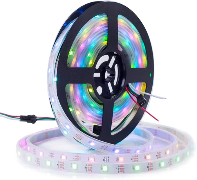 BTF-LIGHTING WS2812B RGB ECO LED Strip, Chasing Effects 5050SMD Individually Addressable 16.4FT 30Pixels/m 150Pixels Flexible Dream Color IP67 for Bedroom DIY Projects DC5V(No Adapter or Controller)