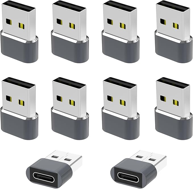 USB to USB C Adapter 10 Pack,USB C Female to A Male OTG Charger Type C Converter for Apple Watch Ultra iWatch 7 8 9,iPhone 16 15 14 13 Plus Pro Max,AirPods 3,iPad Air,Car,Sam-Sung Galaxy S24 23