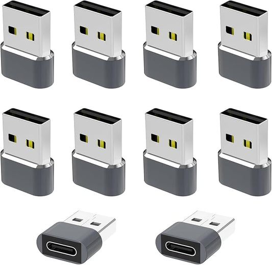 USB to USB C Adapter 10 Pack,USB C Female to A Male OTG Charger Type C Converter for Apple Watch Ultra iWatch 7 8 9,iPhone 16 15 14 13 Plus Pro Max,AirPods 3,iPad Air,Car,Sam-Sung Galaxy S24 23