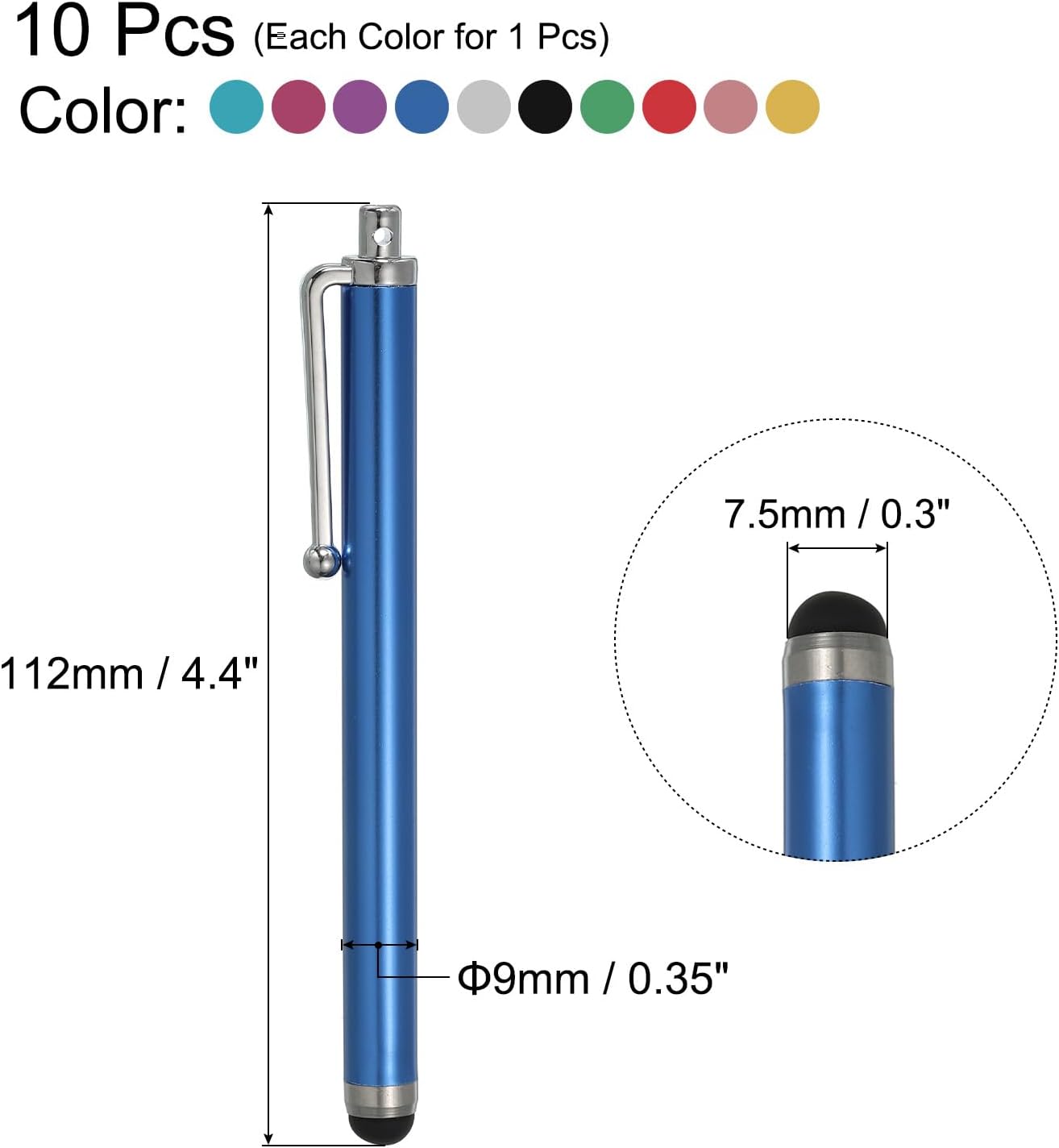 MECCANIXITY 10pcs Universal Capacitive Stylus Pencil, High Sensitivity Precision for Phone Tablet All Touch Screen