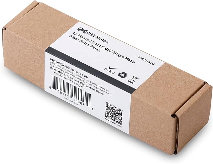 Cable Matters 12 Fibers LC to LC OS2 Single Mode Fiber Patch Panel with 6 x LCLC UPC Duplex Fiber Optic Adapters - LGX Compatible