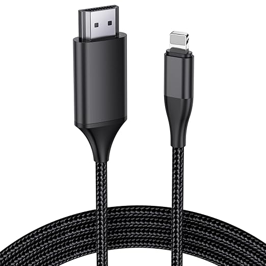 HDMI Cable for iPhone 6.6ft, Upgraded 1080P HDTV HDMI Cable Adapter Connector, Digital AV Video Sync Screen Compatible Converter for iPhone/i-Pad Devices(6.6ft, Grey)