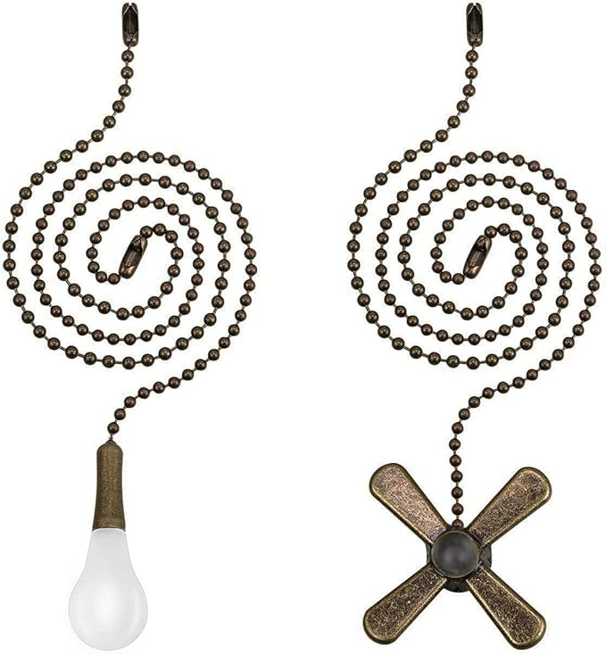 Ceiling Fan Pull Chain Extender, 𝟮𝟰 𝗶𝗻𝗰𝗵 Extra Long with Decorative Frosted Glass Bulb and Fan Cord,Fit All Standard 3mm Diameter Ceiling Fans (Antique)