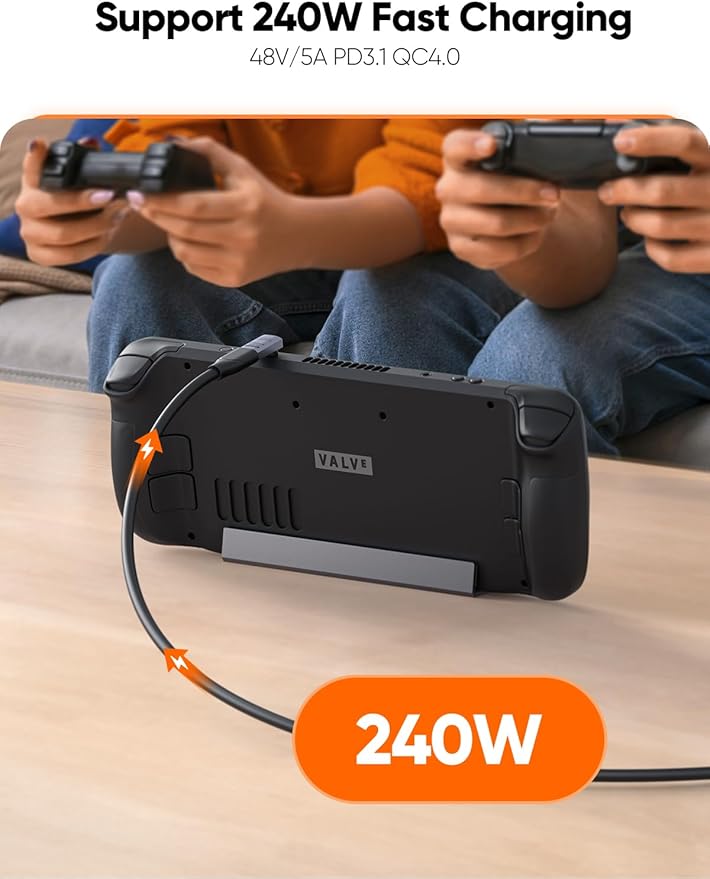 CableCreation 90 Degree USB C Adapter, Right Angle USB C Male to Female Adapter 40Gbps 240W Compatible with Steam Deck, ROG Ally, Switch, Notebook, PC, Tablet, Phone and More,Up Angle