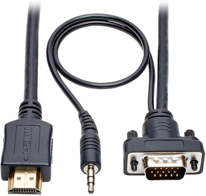 TRIPP LITE HDMI to VGA + Audio Adapter Converter Cable Active Low Profile HD15 + 3.5mm M/M 1080p @ 60Hz 6ft 6' (P566-006-VGA-A)