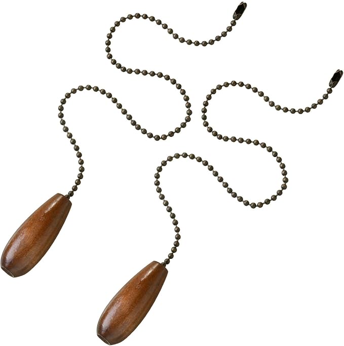 4 Pieces Ceiling Fan Chain Pulls Extender Wooden Pull Chain Extension Ornaments for Ceiling Light Lamp Fan(Walnut Color)