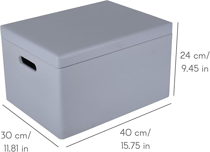 Large Gray Wooden Box Storage with Hinged Lid | 15.8 x 11.8 x 9.44 inches (+-0.5) | Gift Box Storage Document | Wood Keepsake Chest Product NOT Intended for 15 Years OR Below