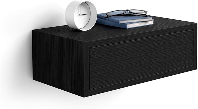 Mobili Fiver, Riccardo Floating nightstand, Ashwood Black, Made in Italy