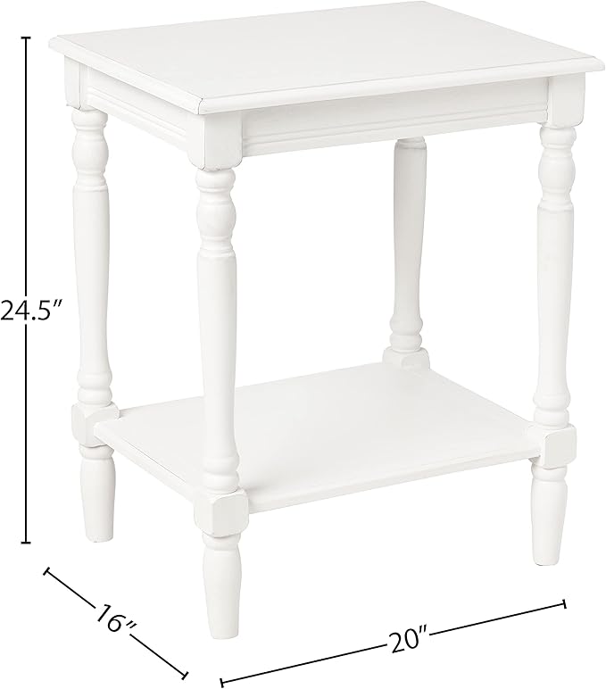 Decor Therapy Simplify Oak Wood Accent Storage Shelf End Table, Traditional Style, Antique White - (24" x 19.5" x 15.75")