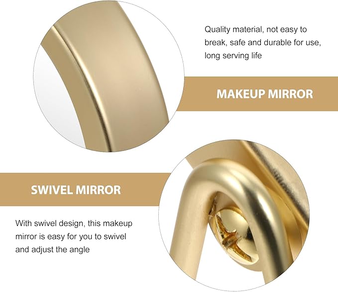 Mipcase Makeup Mirror, 360 Degree Swivel Vanity Mirror Portable Table Make Up Mirror for Bedroom Bathroom