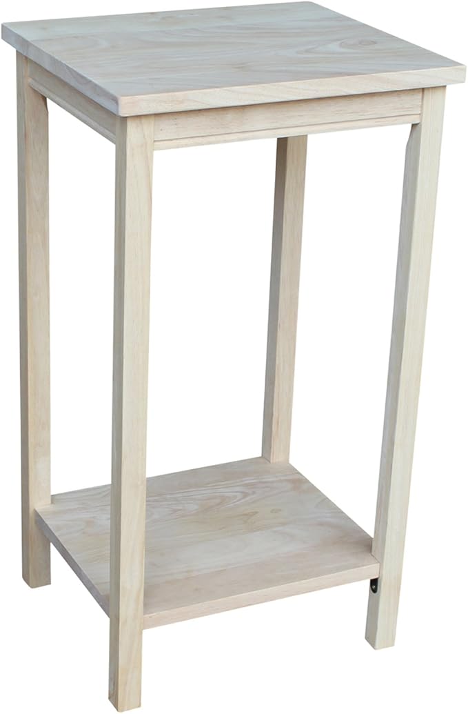IC International Concepts, Portman Accent Table , Solid Real Wood, Sturdy Parawood,16 X 14 X 29, Minimum Assembly, DIY, Paint or Stain in Any Color, Unfinished