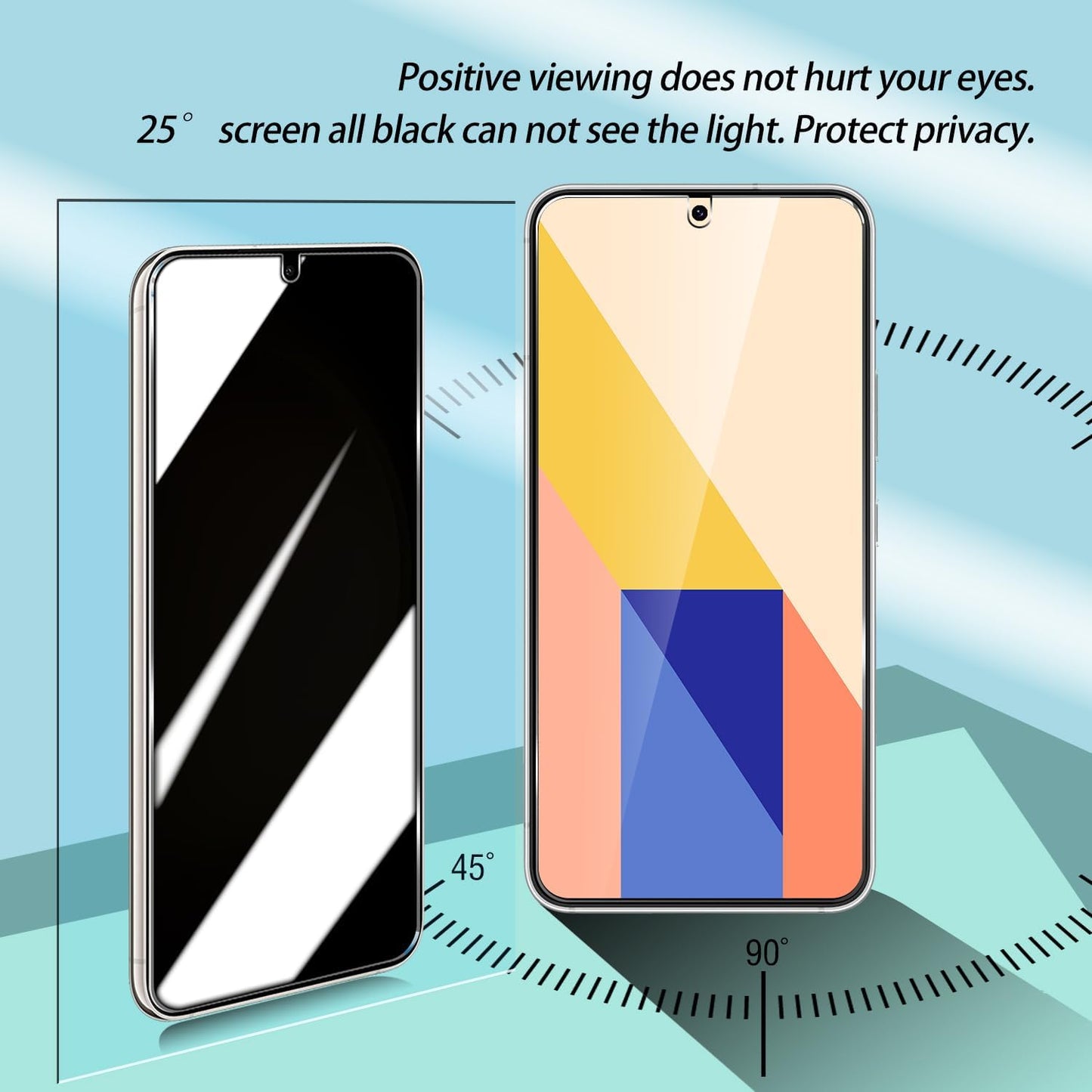 Galaxy S23 Plus Privacy Tempered Glass Screen Protector + Camera Lens Protector [2 + 2 Pack] [Anti-Scratch] Clear HD