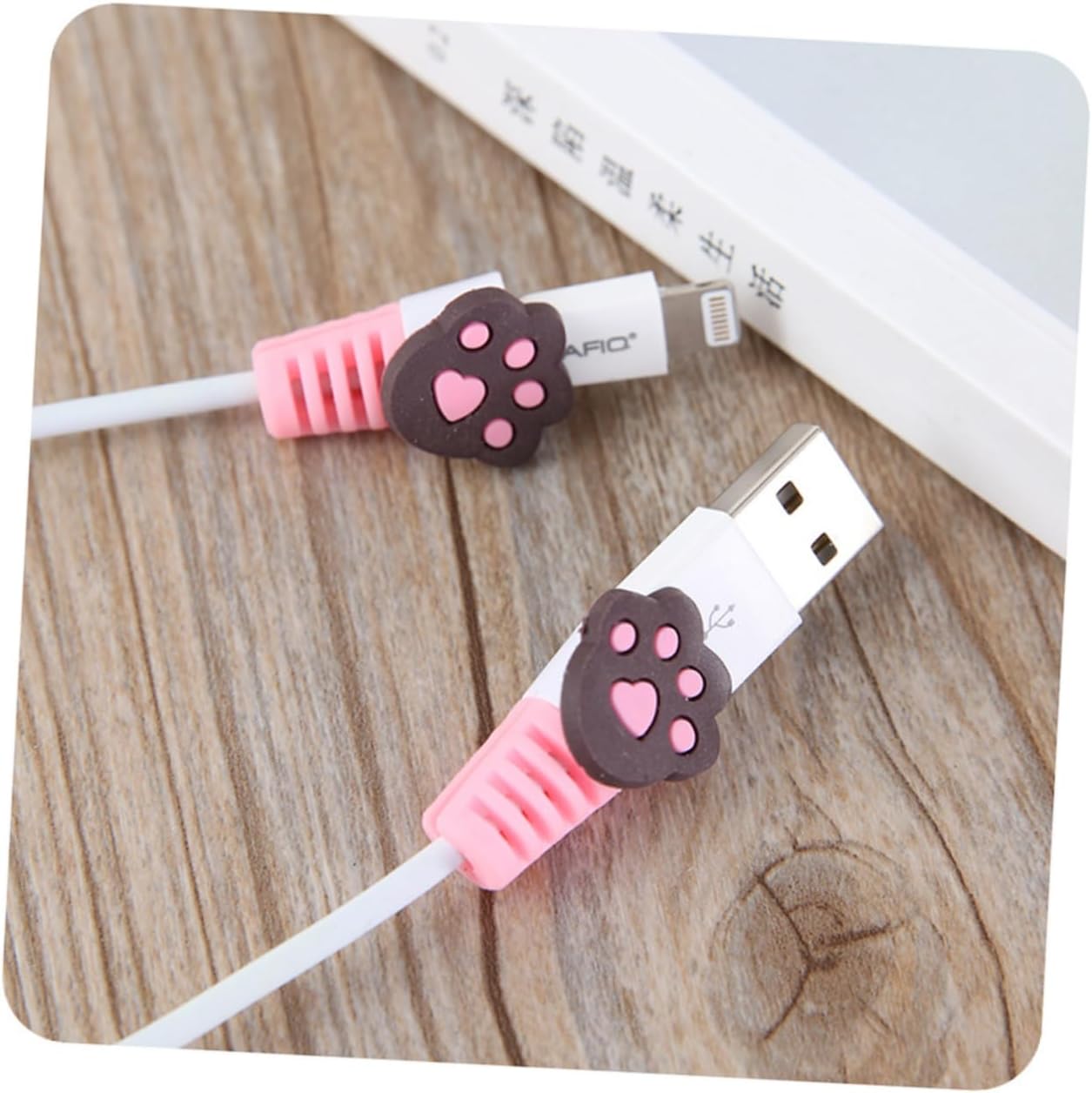 OSALADI 10 Pcs Charger Cable Protector, Cute Mobile Cord Cover for Phone Charger Cable Ends, Pink Savers