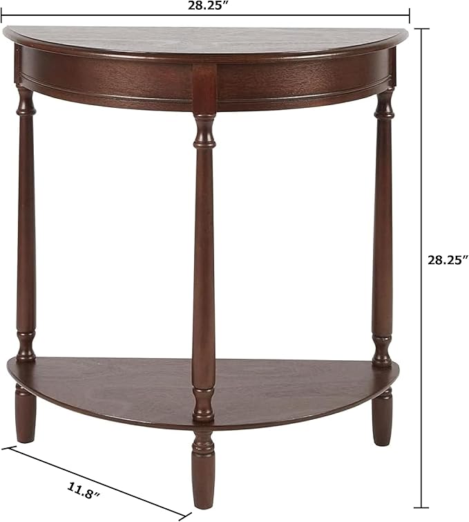 Decor Therapy Simplify Half Round Accent Table, Walnut, 28.25w 11.8d 28.25h