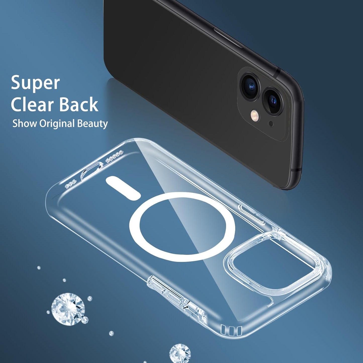 Magnetic Case for iPhone 11, Compatible with MagSafe Wireless Charging, Transparent Anti-Scratch Shockproof Cover